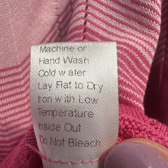 NWT Ming Wang Chevron Stripe Lightweight Knit Sweater Top Size XXS Pink Preppy - Picture 7 of 9